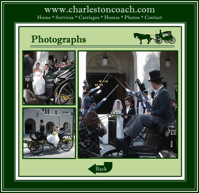 Charleston Coach is a luxury horse-drawn carriage service, specializing in distinctive weddings. Our carriage can be delivered to any location in the Charleston Area. Your Fairytale Awaits! (843) 709-0988